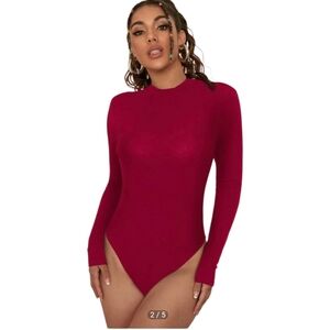 SHEIN BAE Mock Neck Open Back Bodysuit